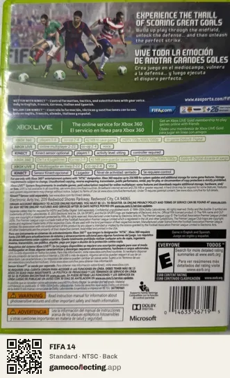 FIFA 14 Xbox 360, NTSC box back