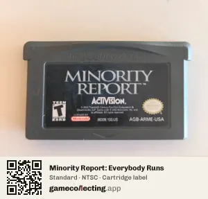 Minority Report: Everybody Runs Game Boy Advance, NTSC cartridge label