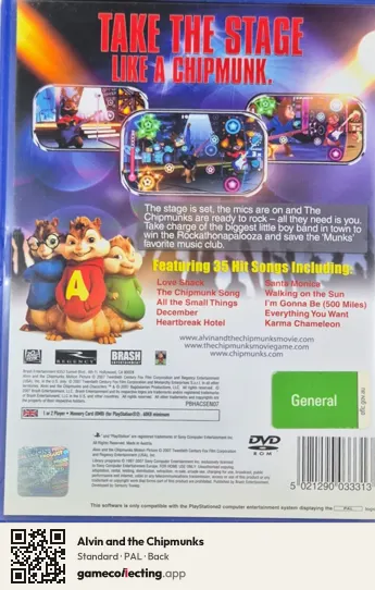 Alvin and the Chipmunks PlayStation 2, PAL box back