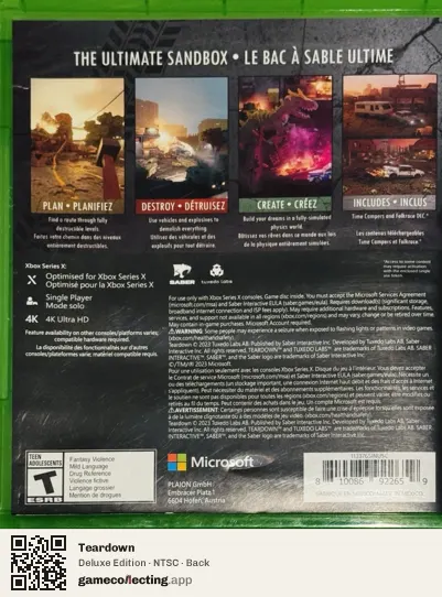 Teardown Xbox Series X, NTSC box back