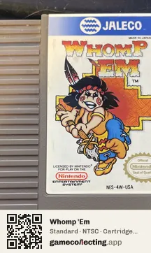 Whomp 'Em Nintendo Entertainment System, NTSC cartridge label