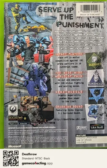 Deathrow Xbox, NTSC box back