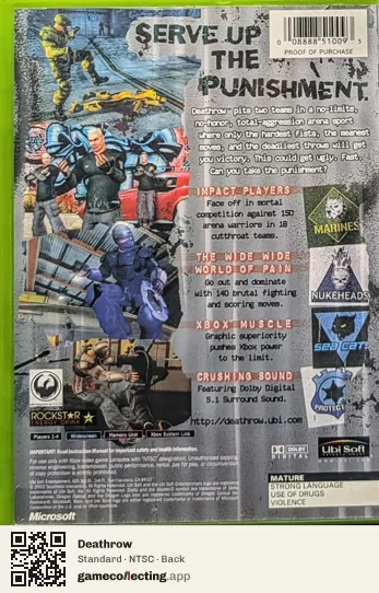 Deathrow Xbox, NTSC box back
