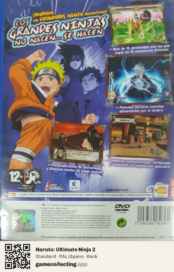 Naruto: Ultimate Ninja 2 PlayStation 2, Spain box back
