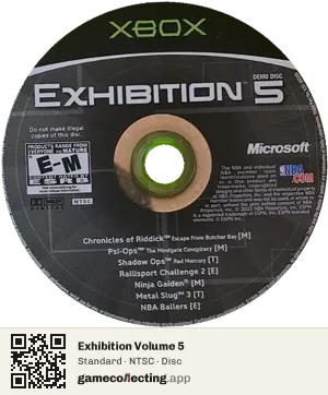 Exhibition Volume 5 Xbox, NTSC disc