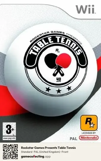 Rockstar Games Presents Table Tennis Nintendo Wii, United Kingdom box front