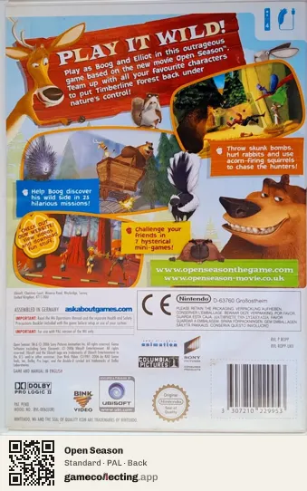 Open Season Nintendo Wii, PAL box back