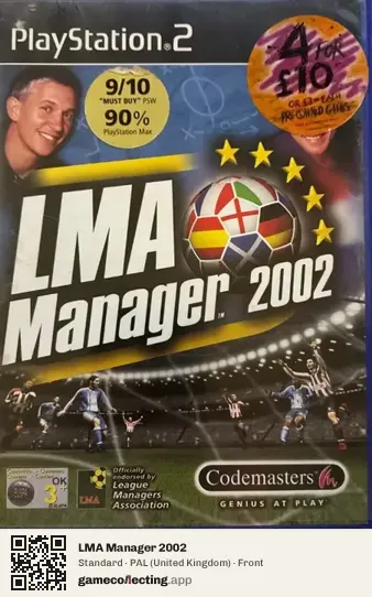 LMA Manager 2002 PlayStation 2, United Kingdom box front