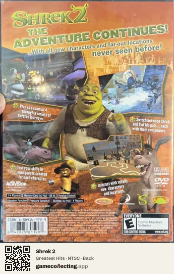 Shrek 2 PlayStation 2, NTSC box back