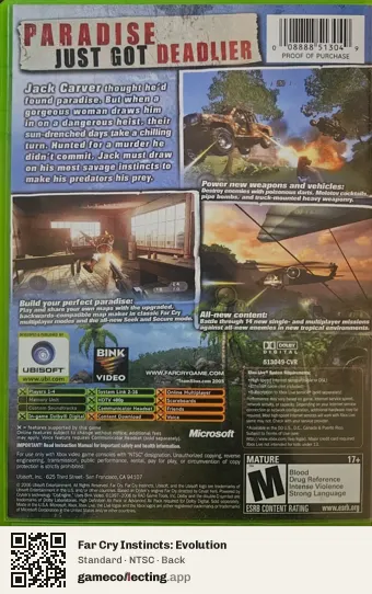 Far Cry Instincts: Evolution Xbox, NTSC box back