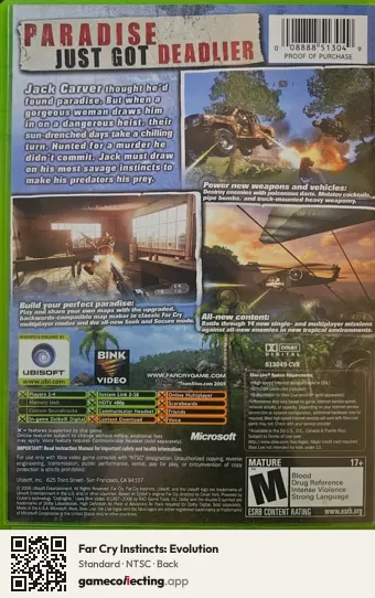 Far Cry Instincts: Evolution Xbox, NTSC box back
