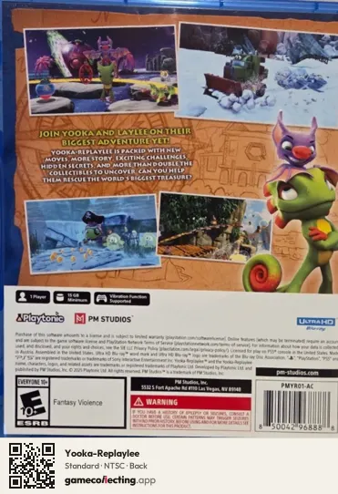 Yooka-Replaylee PlayStation 5, NTSC box back