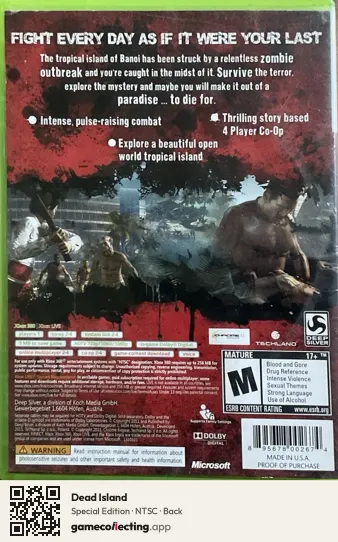 Dead Island Xbox 360, NTSC box back