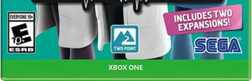 Two Point Hospital, the ESRB box on its front