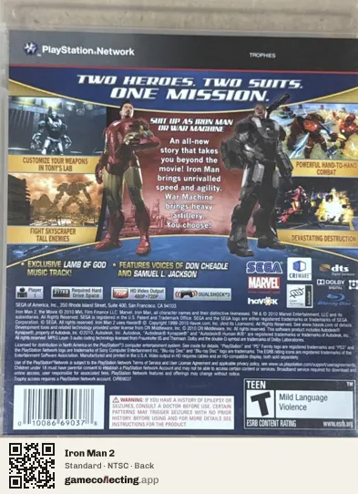 Iron Man 2 PlayStation 3, NTSC box back