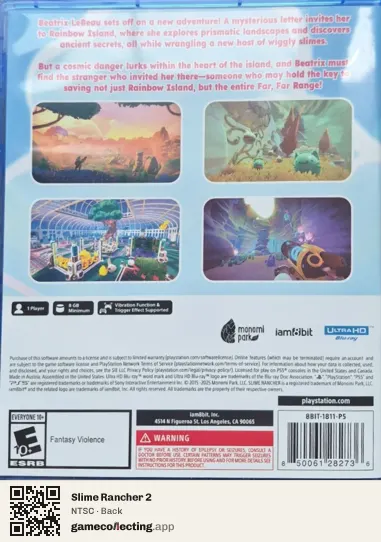 Slime Rancher 2 PlayStation 5, NTSC box back