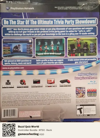Buzz! Quiz World PlayStation 3, NTSC box back