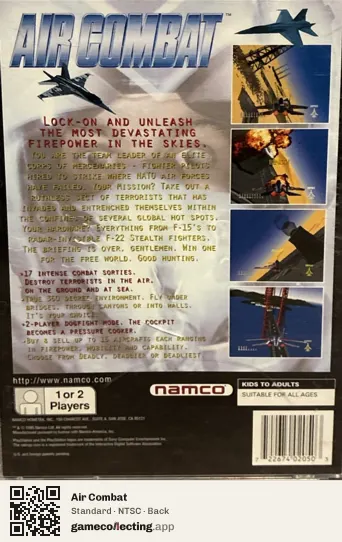 Air Combat PlayStation, NTSC box back
