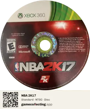 NBA 2K17 Xbox 360, NTSC disc