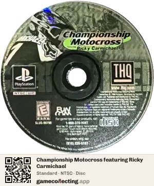 Championship Motocross featuring Ricky Carmichael PlayStation, NTSC disc