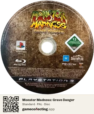 Monster Madness: Grave Danger PlayStation 3, PAL disc
