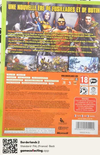 Borderlands 2 Xbox 360, France box back