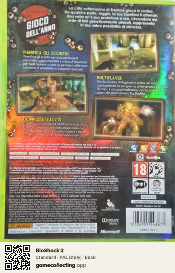 BioShock 2 Xbox 360, Italy box back
