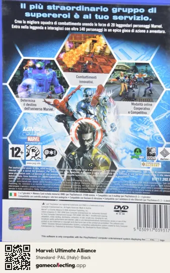 Marvel: Ultimate Alliance PlayStation 2, Italy box back