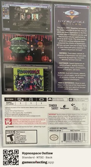 Hypnospace Outlaw Nintendo Switch, NTSC box back