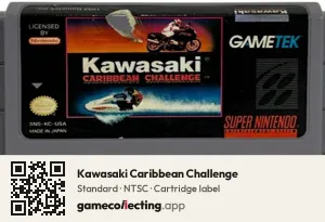 Kawasaki Caribbean Challenge Super Nintendo Entertainment System, NTSC cartridge label