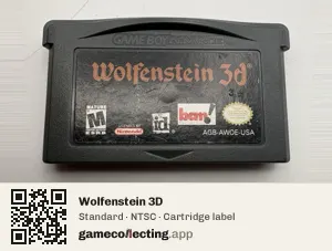 Wolfenstein 3D Game Boy Advance, NTSC cartridge label