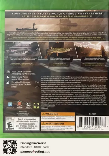 Fishing Sim World Xbox One, NTSC box back