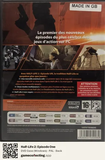 Half-Life 2: Episode One Computer, PAL box back