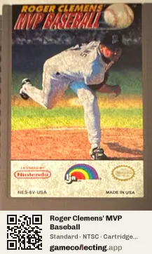 Roger Clemens' MVP Baseball Nintendo Entertainment System, NTSC cartridge label