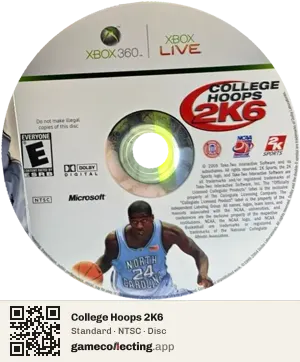 College Hoops 2K6 Xbox 360, NTSC disc