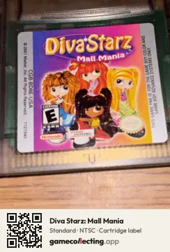 Diva Starz: Mall Mania Game Boy Color, NTSC cartridge label
