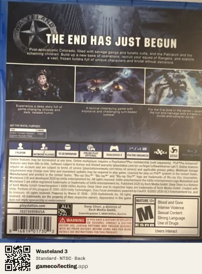 Wasteland 3 PlayStation 4, NTSC box back