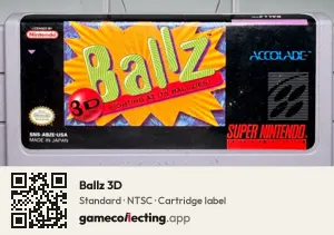 Ballz 3D Super Nintendo Entertainment System, NTSC cartridge label