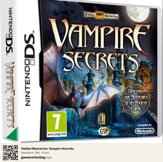 Hidden Mysteries: Vampire Secrets Nintendo DS, PAL box front