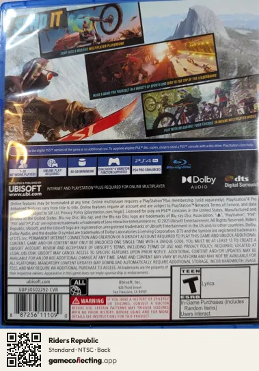 Riders Republic PlayStation 4, NTSC box back