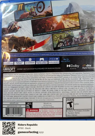 Riders Republic PlayStation 4, NTSC box back