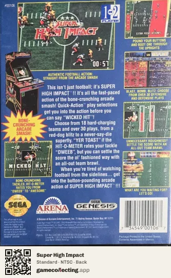 Super High Impact Sega Mega Drive / Genesis, NTSC box back
