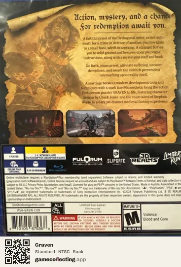 Graven PlayStation 4, NTSC box back