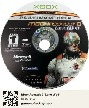 MechAssault 2: Lone Wolf Xbox, NTSC disc