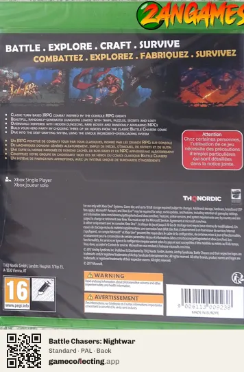 Battle Chasers: Nightwar Xbox One, PAL box back