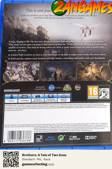 Brothers: A Tale of Two Sons PlayStation 4, PAL box back