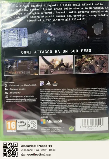 Classified: France '44 Xbox Series X, Italy box back