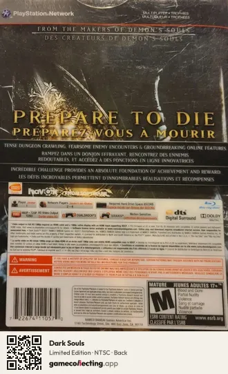Dark Souls PlayStation 3, NTSC box back