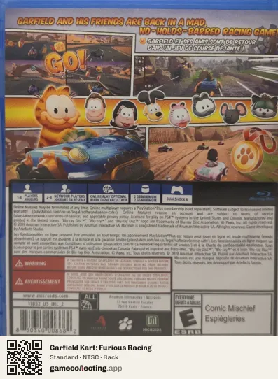 Garfield Kart: Furious Racing PlayStation 4, NTSC box back