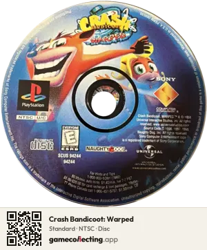 Crash Bandicoot: Warped PlayStation, NTSC disc